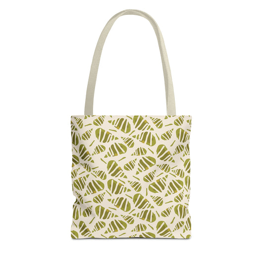 Fleeting Green Petals with a Cream Background Tote Bag