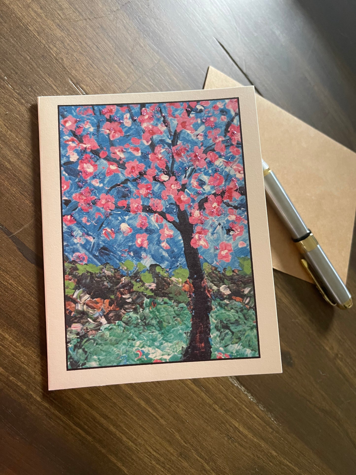 Cherry Blossom Blank Greeting Cards - Set of 6 Blank Greeting Cards