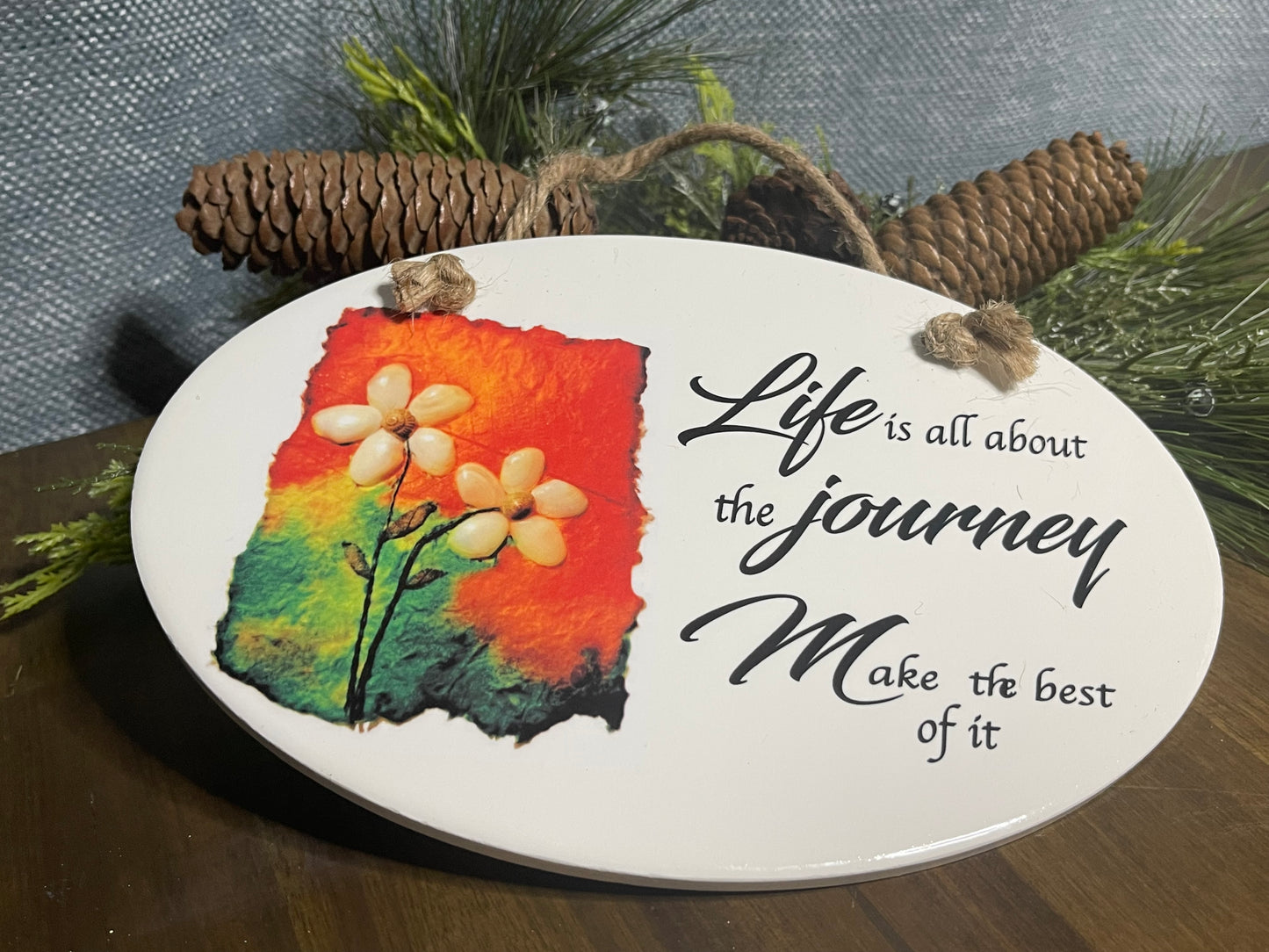 Ceramic Plaque - Life is all about the Journey Oval Ceramic Plaque